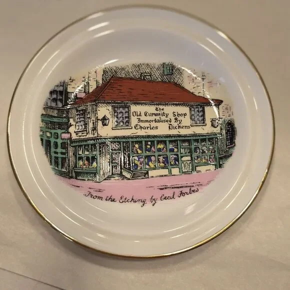 Vintage Bone China Saucer Purchased At Dickens Old Curiosity Shop London - Picture 1 of 6